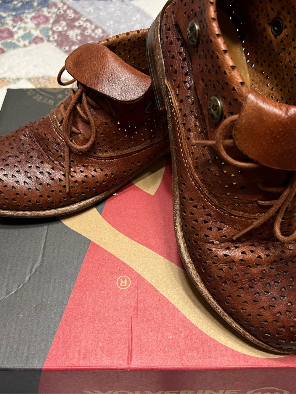 Patricia Nash Brown Perforated Leather Ankle Boots